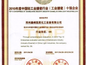 行业排名证书